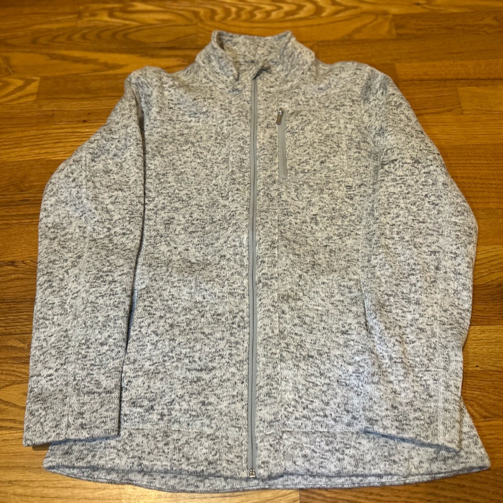 Calvin Klein Women's Heather Gray Full Zip Fleece Jacket, Size Small